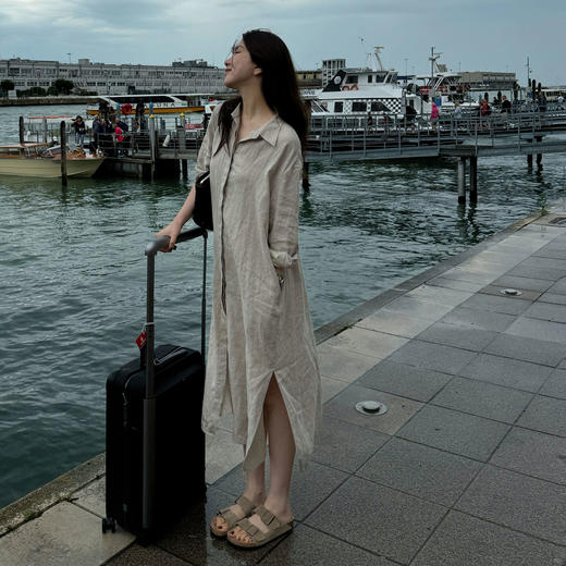 ROMI STUDIO“心绪共鸣”100%雨露麻肌理衬衫领风衣连衣裙 421L3072 商品图2