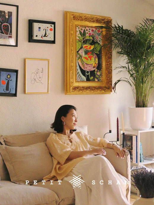 PETIT SCHAN小闪 CLO#549 Sample Tea 得闲饮茶 西柚橙色织纯亚麻改良新中式盘扣小衫 商品图3