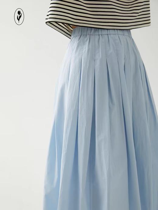 shyshystill/shy202303012/纸感全棉轻盈松紧压线百褶半身裙 商品图2