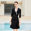 IWY/新款黑色七分袖西装裙高级感双排扣正式场合招待职业连衣裙Q1129 商品缩略图3