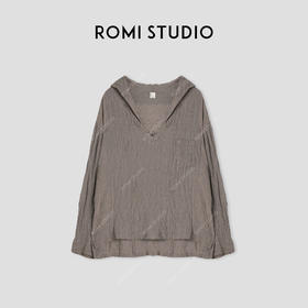 ROMI STUDIO“自我力量”100%亚麻酵洗褶皱肌理感深V衬衣 24SST1072