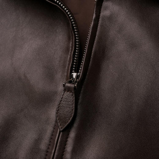 ROMI STUDIO“棕标甄选”油蜡小羊皮自然纹理复古收腰皮衣 441P9071 商品图3