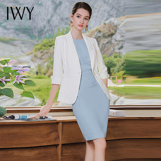 IWY/播音艺考上镜演讲套裙女秋季职业装西装裙无袖收腰显瘦背心裙C1837+Q620 商品图3