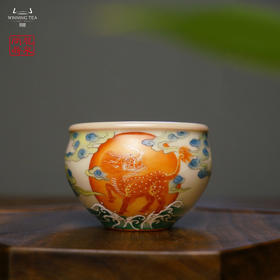 龙泉问鼎彩绘哥窑映空杯（麒麟祥瑞）（缺货）