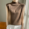 QHJY-1002精纺羊毛背心女内搭砍袖打底衫薄款纯色夏季无袖上衣镂空t恤半高 商品缩略图1