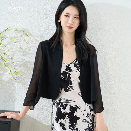 米思阳2025夏季新款醋酸短款小西装外套高级感外搭上衣女3483 商品图0