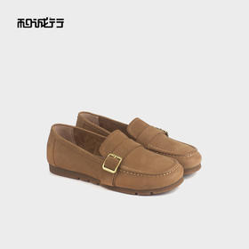 和诚行 2024秋冬新款复古百搭舒适豆豆鞋女鞋一脚蹬乐福鞋1930074