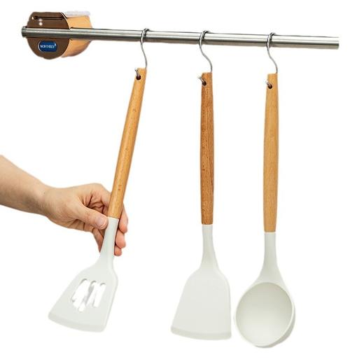 白色硅胶铲不粘锅专用锅铲套装家用炒勺汤勺炒菜铲子木勺子厨具 商品图4