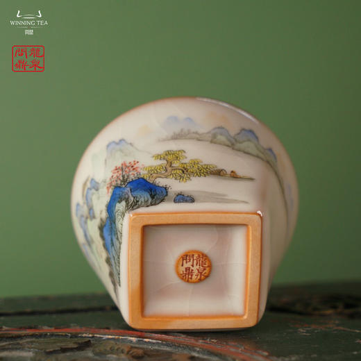 龙泉问鼎彩绘哥窑持照杯（青绿山水）（缺货） 商品图4