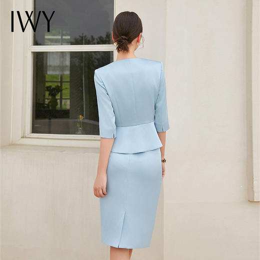 IWY/新款蓝色七分袖职业装气质女神范西装套装时尚高端两件套CS2028 商品图4