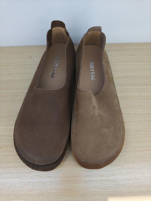 自由星复古女鞋磨砂软底牛皮懒人鞋 商品图0