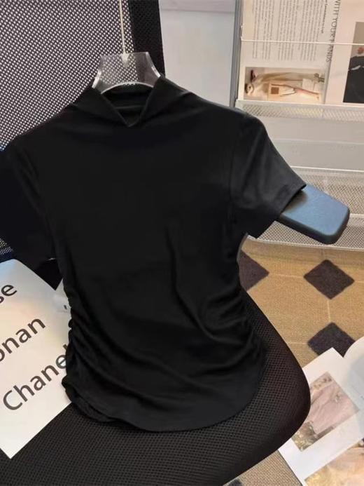 LS竹纤维女士早秋半高领收腰半袖565 商品图5