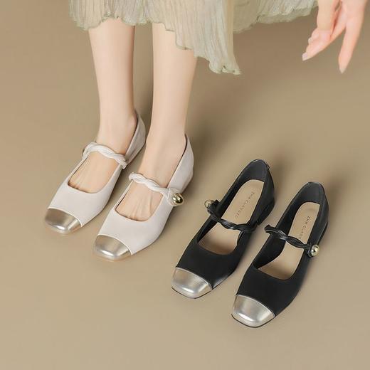 ZHR小香风玛丽珍鞋女2024新款法式百搭浅口女鞋气质白金方头单鞋 商品图7