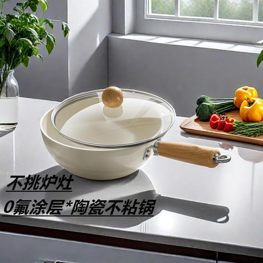 日式白色迷你不粘锅家用小炒锅通用炒菜锅无涂层平底陶瓷小铁锅 商品图0