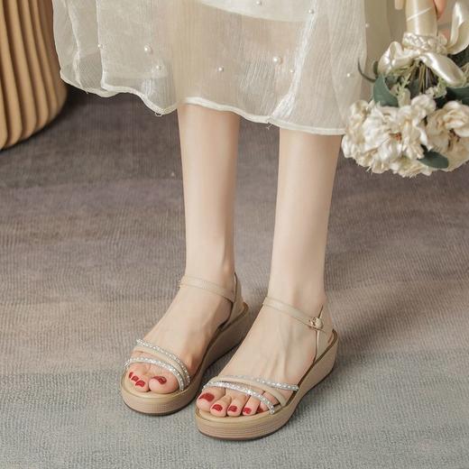 一字带水钻凉鞋女2024夏季新款时尚仙女高跟鞋ins潮百搭时装凉鞋 商品图6