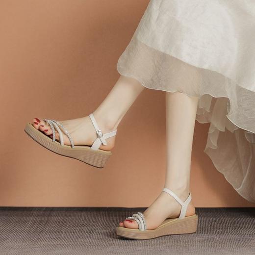 一字带水钻凉鞋女2024夏季新款时尚仙女高跟鞋ins潮百搭时装凉鞋 商品图5