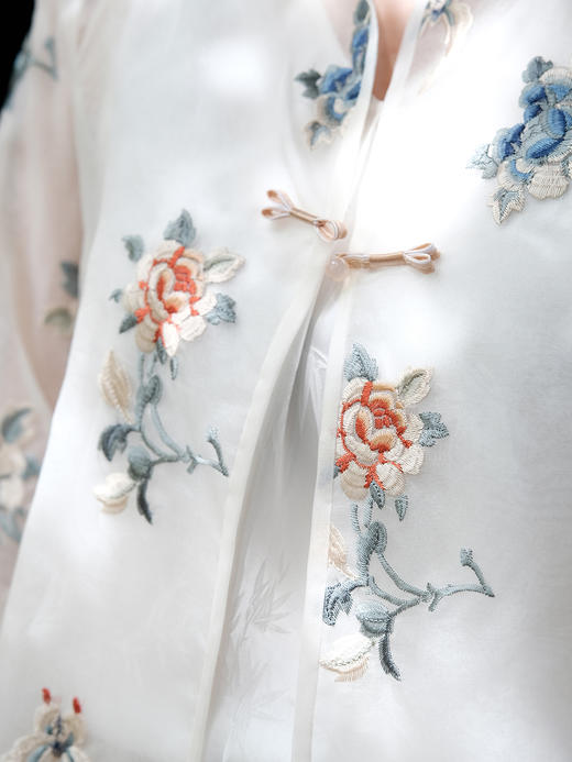 盛唐牡丹 |欧根缎手推绣一字扣外套 商品图2