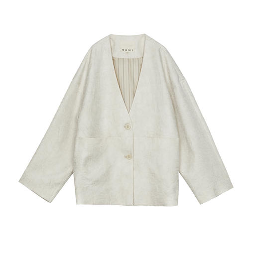 谜底特色中长款外套2024秋季新品慵懒风大廓形外套长袖243MW1213 商品图4