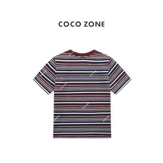 COCO ZONE 时尚条纹短袖T恤撞色圆领百搭上衣CC1C1712 商品图1