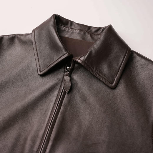 ROMI STUDIO“棕标甄选”油蜡小羊皮自然纹理复古收腰皮衣 441P9071 商品图2