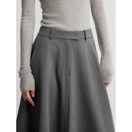 棉仓356617007-格雷系含羊毛大摆量伞裙女 24秋季高智感气质TR半身裙设计感 商品图1