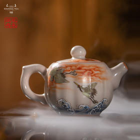 龙泉问鼎彩绘哥窑洪泉壶（仙鹤祥云）（缺货）