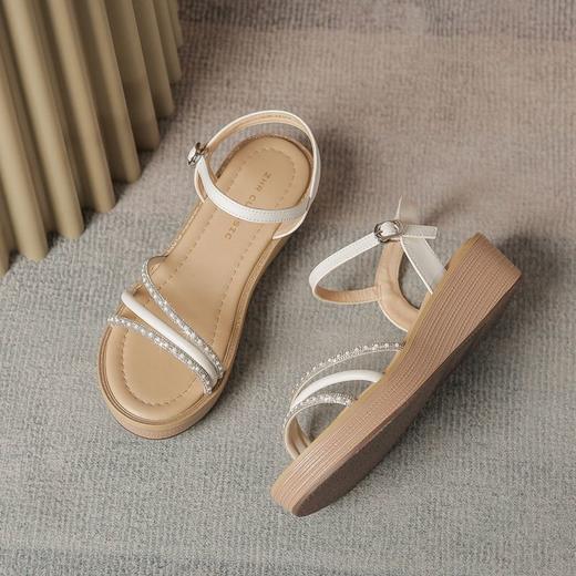 一字带水钻凉鞋女2024夏季新款时尚仙女高跟鞋ins潮百搭时装凉鞋 商品图8