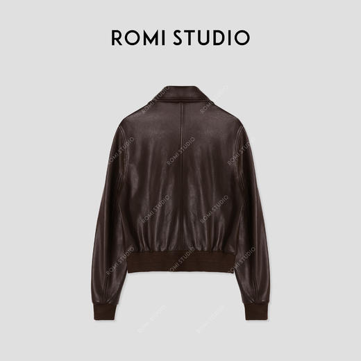 ROMI STUDIO“棕标甄选”油蜡小羊皮自然纹理复古收腰皮衣 441P9071 商品图1