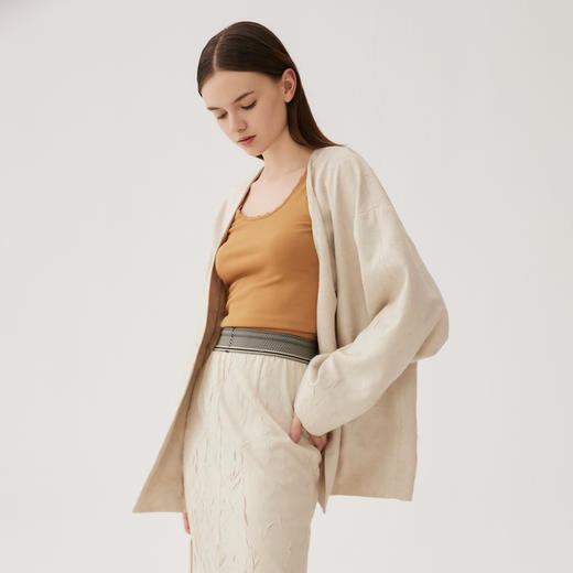 谜底特色中长款外套2024秋季新品慵懒风大廓形外套长袖243MW1213 商品图1