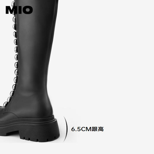 MIO米奥冬季高级感圆头骑士靴时尚潮流增高长筒靴女靴M245843203 商品图4