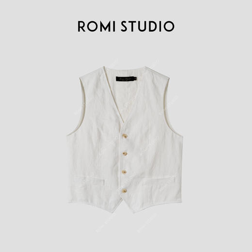 ROMI STUDIO “自我轮廓” 100亚麻肌理纹路后收腰修身马甲43129014 商品图4