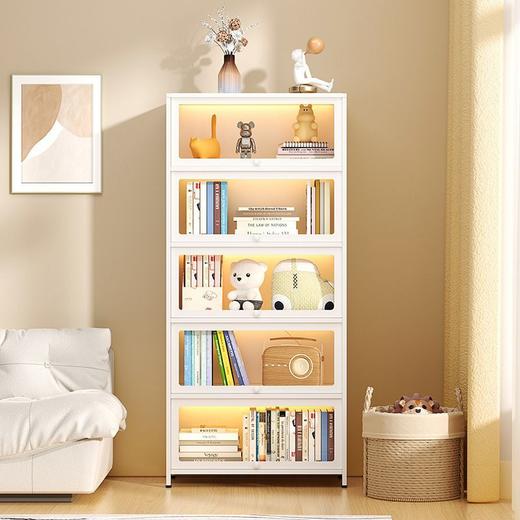 家用钢制书柜带门收纳柜儿童书架落翻盖地防尘置物架客厅展示柜子(送货上门，需自行组装) 商品图4
