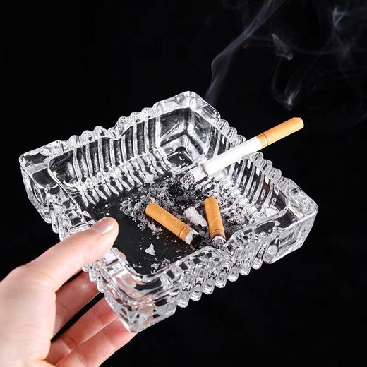 烟灰缸 烟盅 玻璃方形简约烟缸 大号中号小号 1个 家用客厅办公室水晶防烟飞灰烟盅烟缸 商品图2