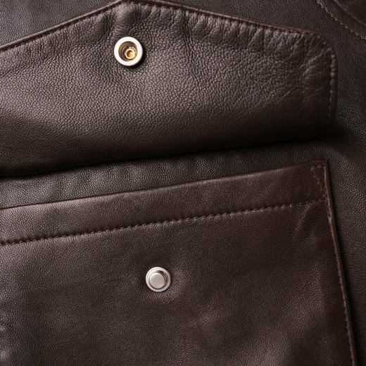 ROMI STUDIO“棕标甄选”油蜡小羊皮自然纹理复古收腰皮衣 441P9071 商品图4