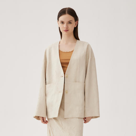 谜底特色中长款外套2024秋季新品慵懒风大廓形外套长袖243MW1213 商品图0