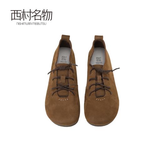 西村名物2024秋季新款森系文艺复古系带真皮圆头百搭休闲鞋女X24CM38581 商品图2