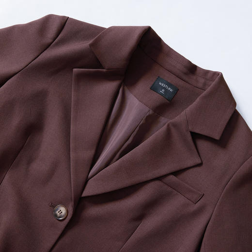 西遇咖色西装外套女新款宽松翻领垫肩正装休闲西服D3342232 商品图5