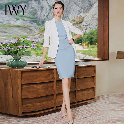 IWY/播音艺考上镜演讲套裙女秋季职业装西装裙无袖收腰显瘦背心裙C1837+Q620 商品图0