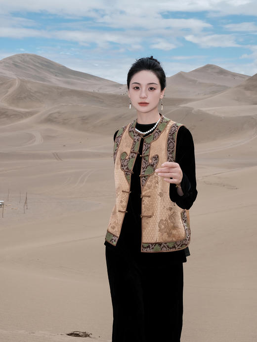 盛唐牡丹盛奢系列| 限量款| 高货-真丝重缎拼织锦如意马甲(特殊商品不退不换) 商品图1