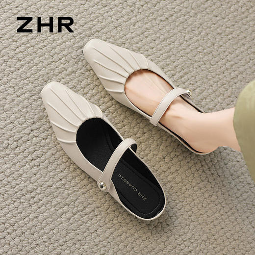 ZHR超仙包头半拖鞋女2024夏季新款懒人一脚蹬凉拖鞋玛丽珍单鞋 商品图5
