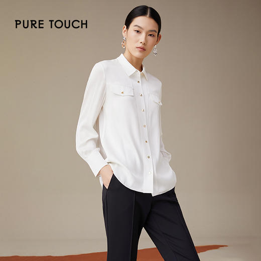 pure touch桑蚕丝白色长袖衬衫1301243354 商品图0