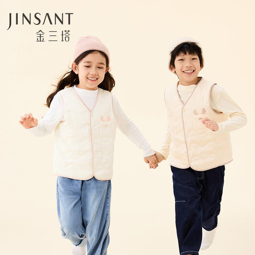 金三塔桑蚕丝填充保暖马甲儿童蓬松柔软秋冬新品丝绵宝宝棉袄  BBY024 商品图0