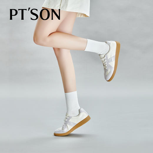 百田森PRF2C067复古美拉德板鞋女软底德训鞋女百搭拼色运动鞋女 商品图5