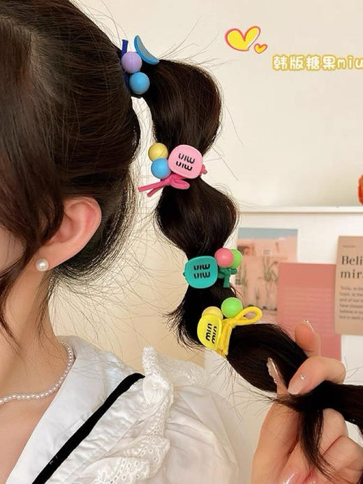 【家居百货】韩版多巴胺发圈10件套，让你可爱加倍！韩版多巴胺宇母方块发圈 可爱到爆啦！色彩鲜艳的字母方块，满满都是活力感，让你瞬间成为焦点 商品图3