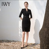 IWY/黑色连衣裙女七分袖售楼部干练设计感通勤接待工作服ol正装裙Q1096 商品缩略图1