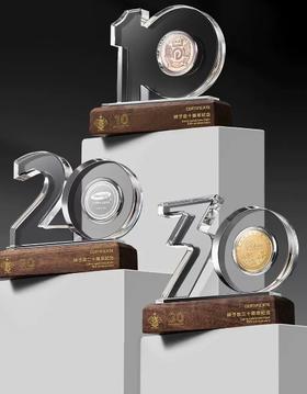 水晶奖杯定制定做周年纪念徽章镶嵌奖牌订制优秀员工高档奖杯