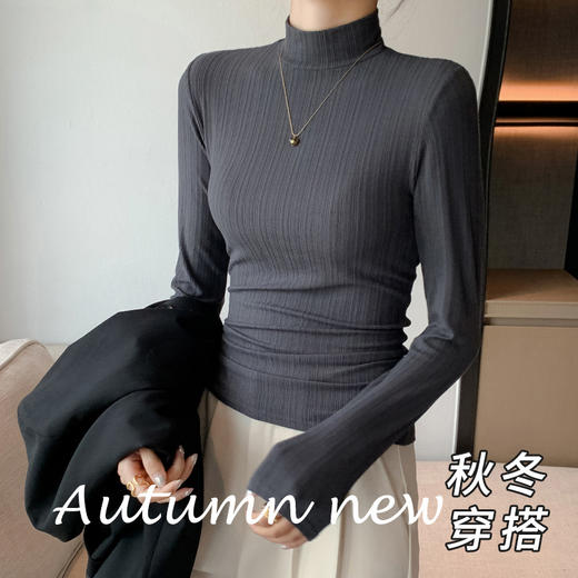 新品上市春秋衣薄款内搭上衣半高领秋冬打底衫女款可外穿新款长袖休闲简约 商品图1