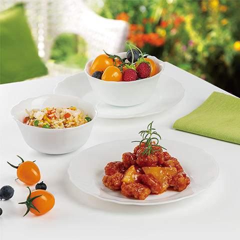乐美雅（Luminarc）露特莎餐具盘碗碟套装无铅白玉玻璃耐高温饭碗面碗微波炉适用路易十五餐具 4件套 商品图0