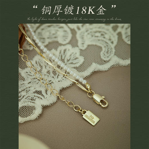 Oflye潮流饰品   切面链双层叠戴珍珠项链女轻奢小众锁骨链高级感配饰★ 商品图3