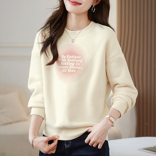 百媚生 圆领卫衣女春秋薄款外套S82340052 商品图2